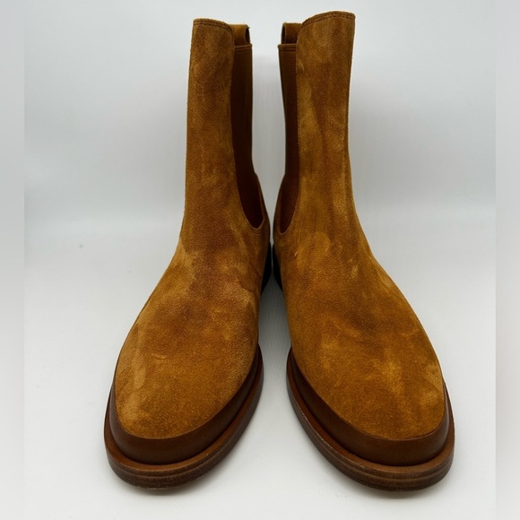 New Vince Cecyl Tan Suede Flat Leather Boots Bootie Size 8.5 - Picture 2 of 13